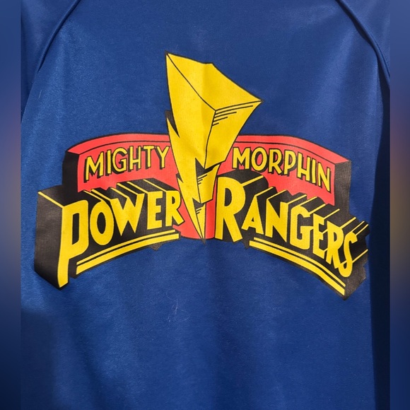 Vintage MMPR Power Rangers Blue Long Sleeved Retro Track Jacket Mens Size Medium - Picture 5 of 6